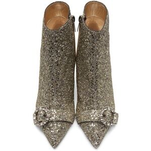 JIMMY CHOO Shadow Coarse Glitter Crystal Hanover 65mm Booties